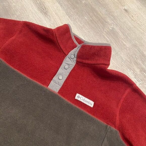Columbia Grey/Red Fleece Pullover Jacket Men Large - Picture 2 of 4